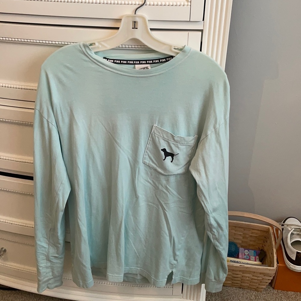 light blue long sleeve victoria’s secret shirt
